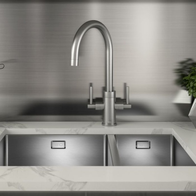 Eibsee Twin Lever Stainless Steel Kitchen Tap